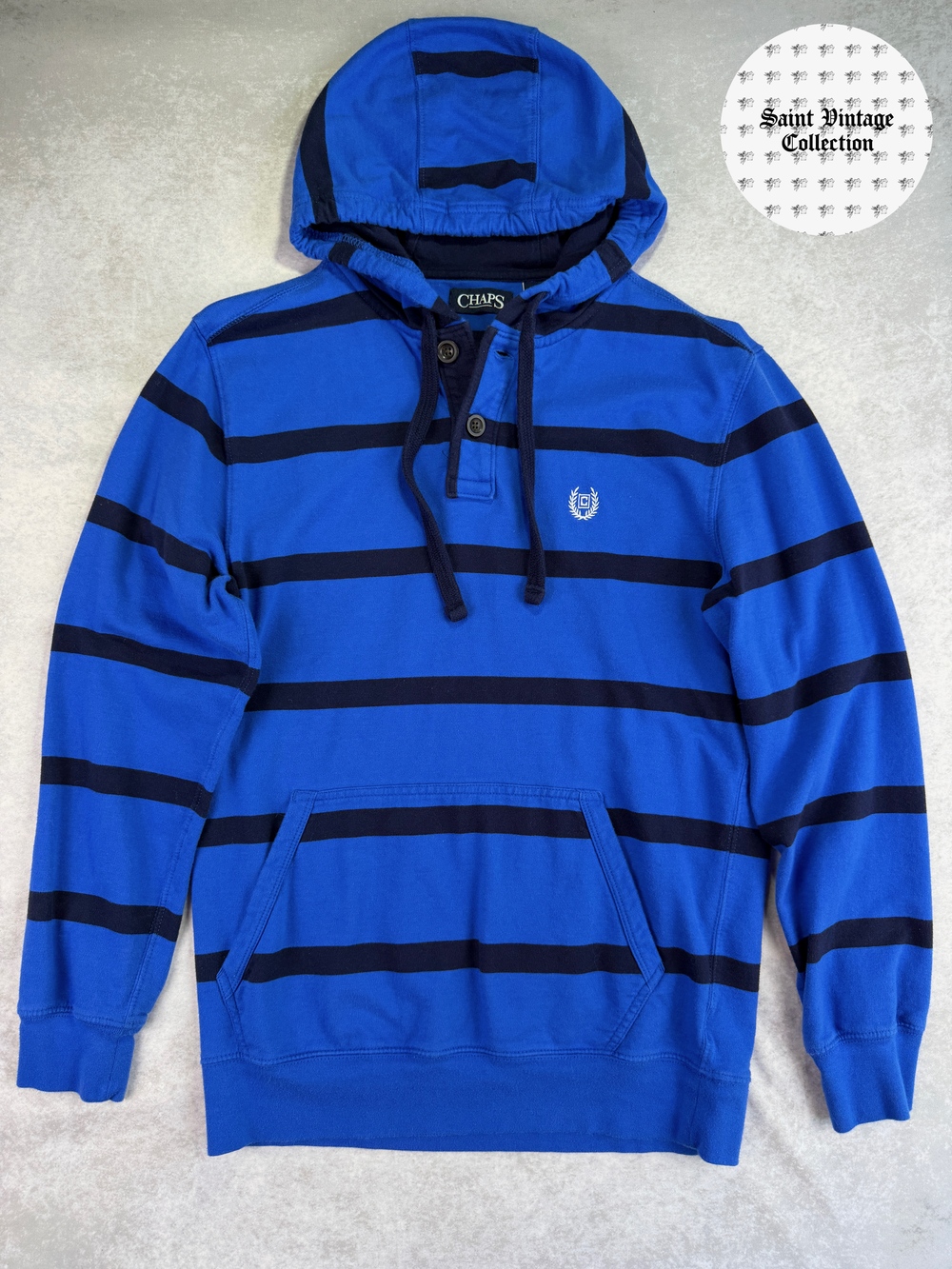 Chaps Men's Striped Small Blue Rugby Hoodie